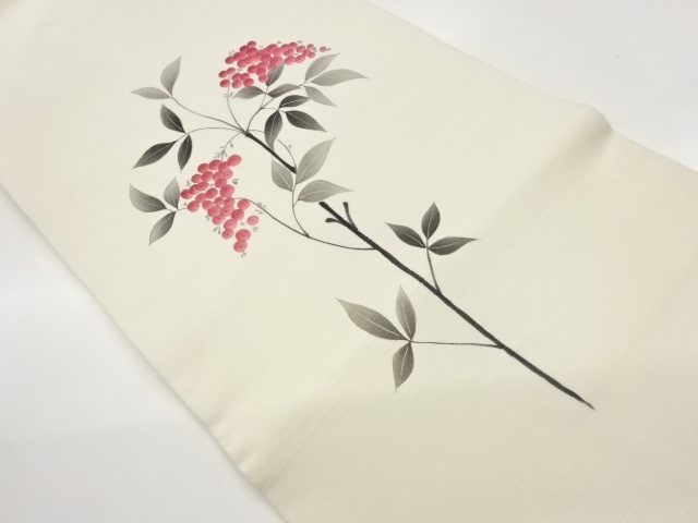 JAPANESE NAGOYA OBI / HAND PAINTED / HEAVENLY BAMBOO
